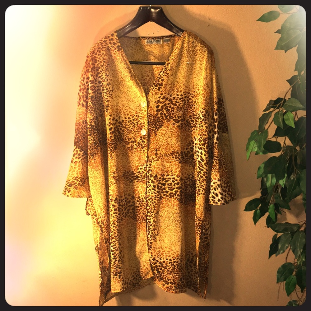 Erica Brooke Leopard Print Sheer Blouse Size 24